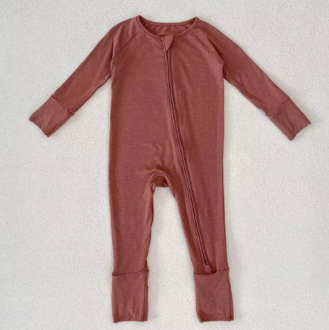 Sienna Brown Baby Romper - Soft Bamboo Comfort